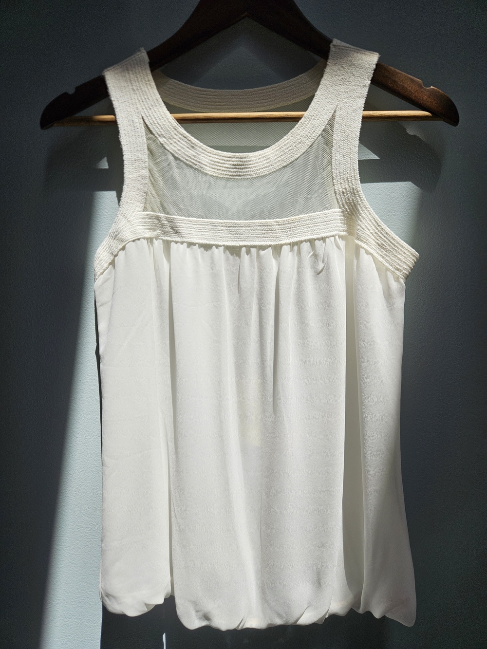Women’s Ivory Mesh Blouson Sleeveless Top Size Small By MSSP